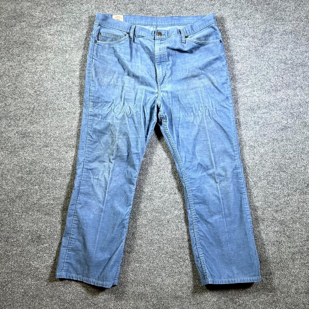 VINTAGE Cowden Pants Mens 38M Blue Corduroy Flat Front Straight Leg Casual Retro
